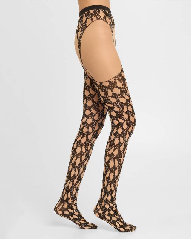 Floral Lace Suspender Tights, 20 Denier